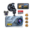 Picture of Super HD 1296P Dual Lens Car Dash Cam 4.0" FHD Screen Vehicle Black Box DVR Waterproof With SD Card