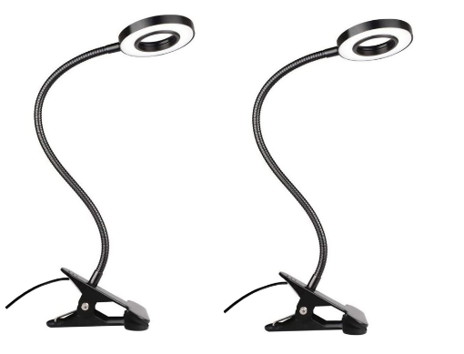 Picture of  Versatile Clip-On LED Lamp for Reading, Studying, and Gaming - 3 Color Modes, Eye-Care Desk Light for Bed - Black|Pack Of 2|