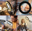 Picture of LED Magnifying Lamp with Clamp,3 Color Modes Real Glass Lens, Adjustable Swivel Arm Lighted Magnifier Table Light for Reading 