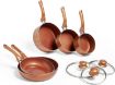 Picture of Pots & Pans Set, 5 Piece Induction Safe, Non-Stick Saucepan & Frying Pan Set, Easy Clean Copper Pots & Pans Set with Glass Lids