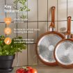 Picture of Pots & Pans Set, 5 Piece Induction Safe, Non-Stick Saucepan & Frying Pan Set, Easy Clean Copper Pots & Pans Set with Glass Lids