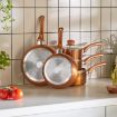 Picture of Pots & Pans Set, 5 Piece Induction Safe, Non-Stick Saucepan & Frying Pan Set, Easy Clean Copper Pots & Pans Set with Glass Lids