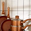 Picture of Pots & Pans Set, 5 Piece Induction Safe, Non-Stick Saucepan & Frying Pan Set, Easy Clean Copper Pots & Pans Set with Glass Lids