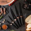 Picture of Kitchen Knife Block Set Copper 5 Piece Set with Knives Clear Acrylic Block Stainless Steel Blades