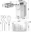 Picture of Hand Mixer Electric, 450W Kitchen Mixers with Scale Cup Storage Case, Turbo Boost/Self-Control Speed + 5 Speed + Eject Button